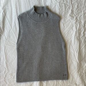 Sun 68 Gray Ribbed Sleeveless Turtleneck Sweater Vest